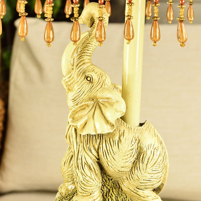 Traditional European Book Elephant Iron Resin Fabric 1-Light Table Lamp For Bedroom