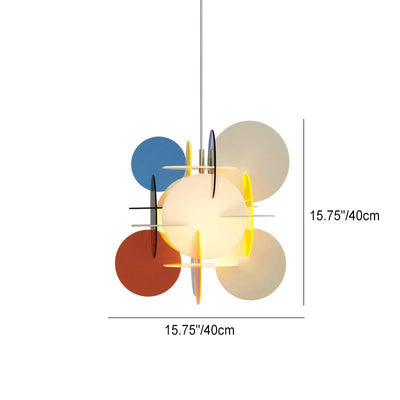 Contemporary Scandinavian Macaron Acrylic Round Sheet Splicing 1-Light Pendant Light For Dining Room