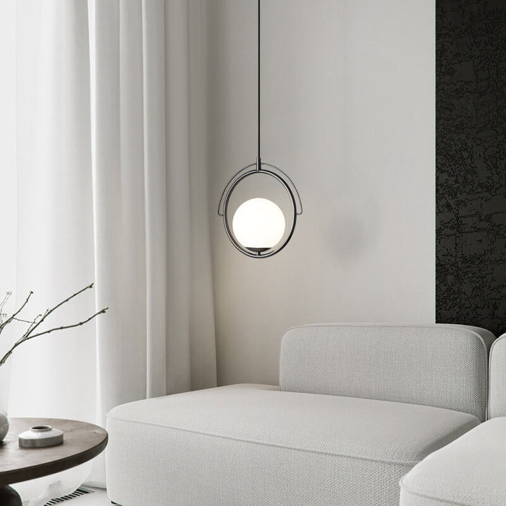 Nordic Minimalist Copper Glass Ring 1-Light Pendant Light