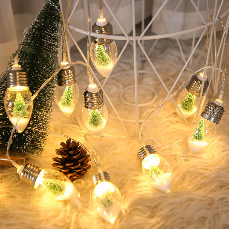 LED Bouteille à Souhaits Ampoule Arbre de Noël Neige Boîte à Piles Guirlande Lumineuse Décorative 