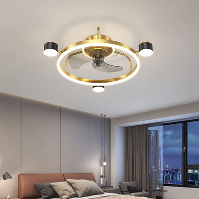 Modern Luxury Round Starry Sky Projection LED Flush Mount Ceiling Fan Light