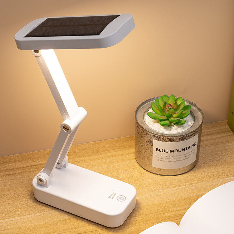 Lámpara de escritorio LED de protección ocular, plegable, solar simple y con atenuación infinita 