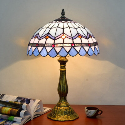 Vintage Glasmalerei Tiffany Classic Design 1-Licht Tischlampe 