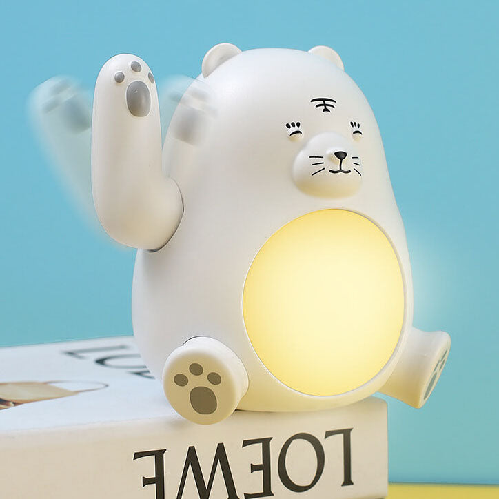 Lampe de nuit moderne créative en silicone LED USB rechargeable en forme de tigre 
