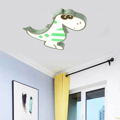 Modern Children's Cartoon Dinosaurs Iron Acrylic LED Flush Mount Ceiling Light