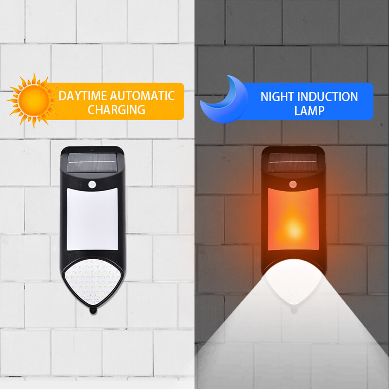 Modern Solar Human Sensor Plastic Outdoor Patio Waterproof Wall Sconce Lamp