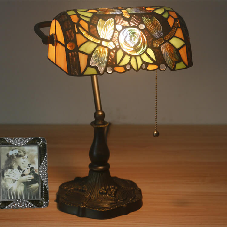 European Vintage Tiffany Zinc Alloy 1-Light Table Lamp