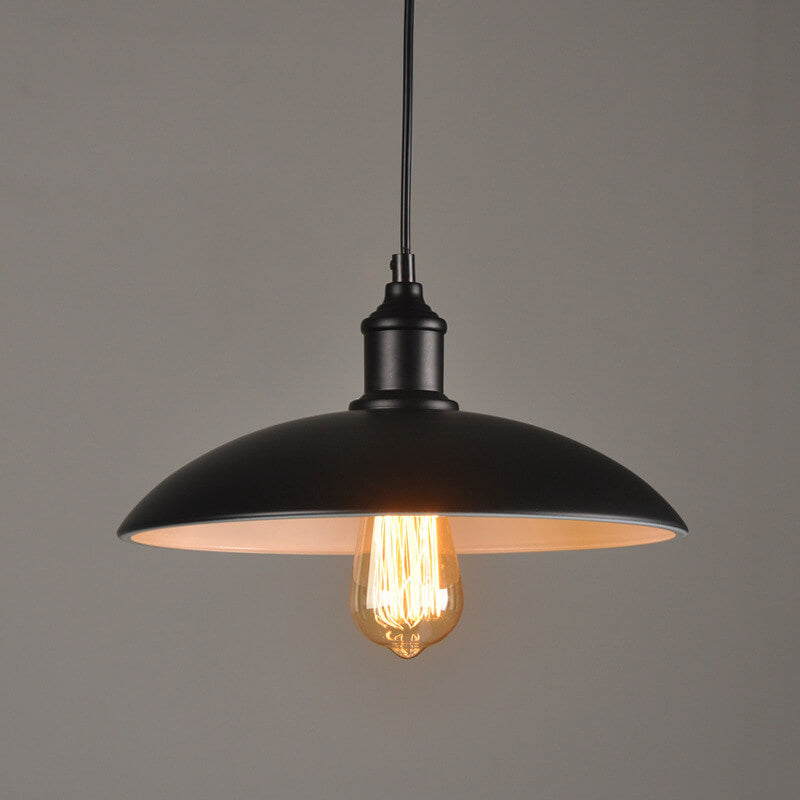 Industrial Vintage Iron Pot Lid 1-Light Loft Pendant Light