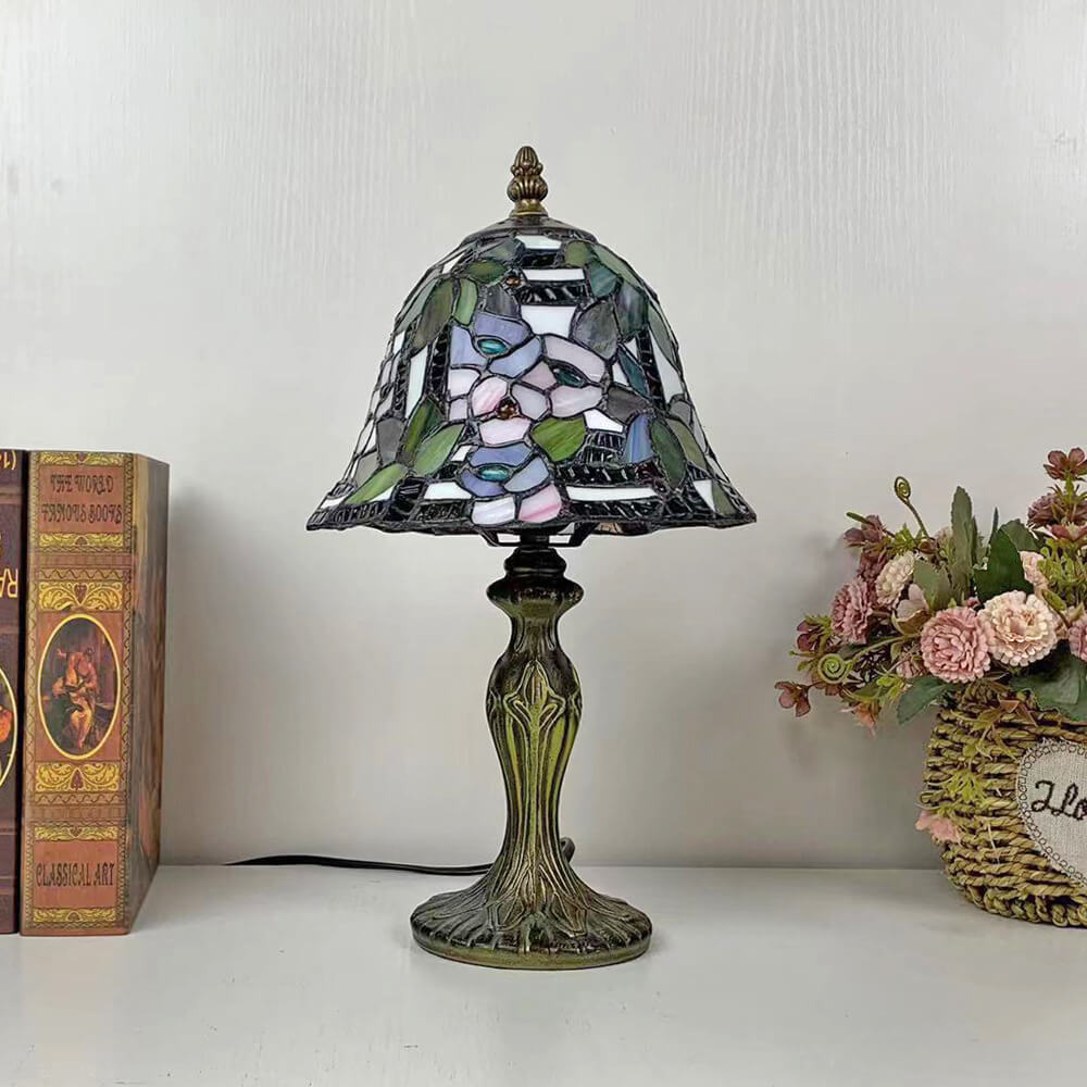 Tiffany Einfache Blumenbecher-Legierung Buntglas 1-Licht Tischlampe 