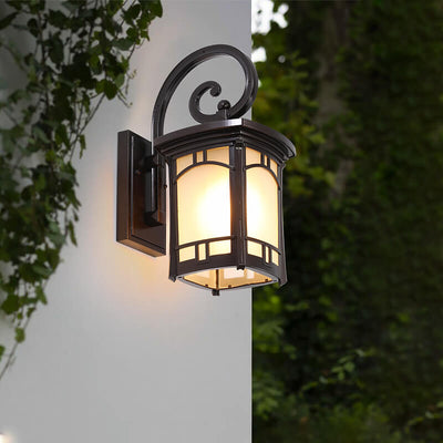 Modern Square Aluminum Glass Carved 1-Light Outdoor Waterproof Wall Sconce Lamp