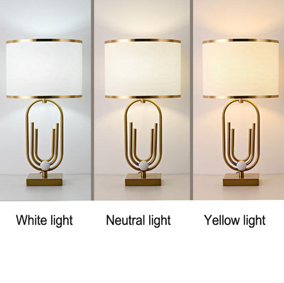 Lampe de table moderne minimaliste en tissu imitation cuivre à 1 lumière 