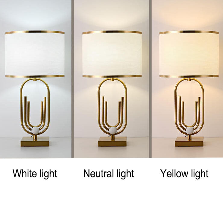 Lampe de table moderne minimaliste en tissu imitation cuivre à 1 lumière 