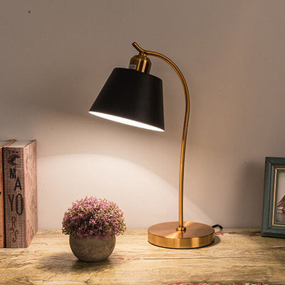 Modern Simple Metal Cone Shade 1-Light Table Lamp