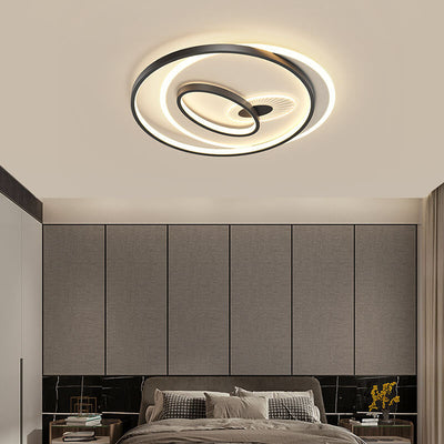 Creative Simple Circular Overlapping Dislocation Design LED Flush Mount Light