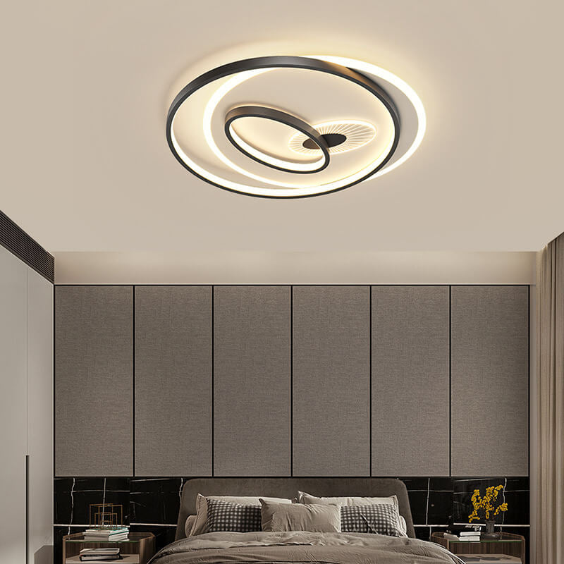 Creative Simple Circular Overlapping Dislocation Design LED Flush Mount Light
