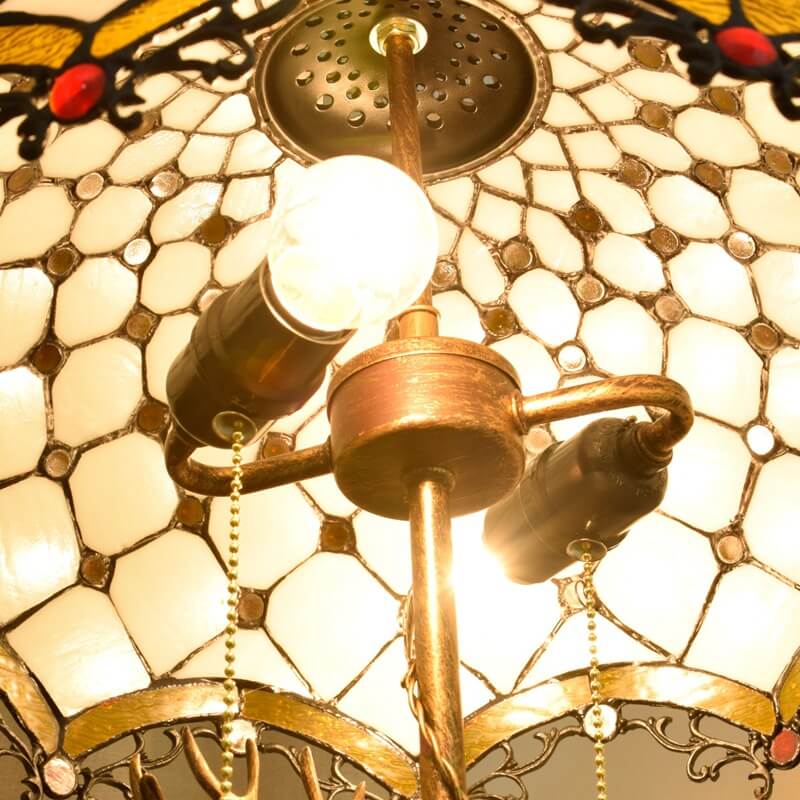 Tiffany Kreative Elch Buntglas 2-Licht Tischlampe 