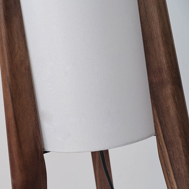 Pantalla cilíndrica de tela china tradicional con trípode de madera y lámpara de pie de 1 luz para estudio 