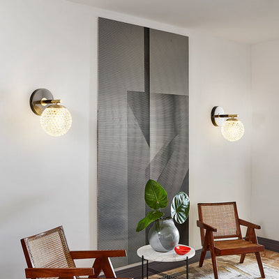 Lampe murale en laiton avec boule ronde nordique de luxe léger à 1 lumière 