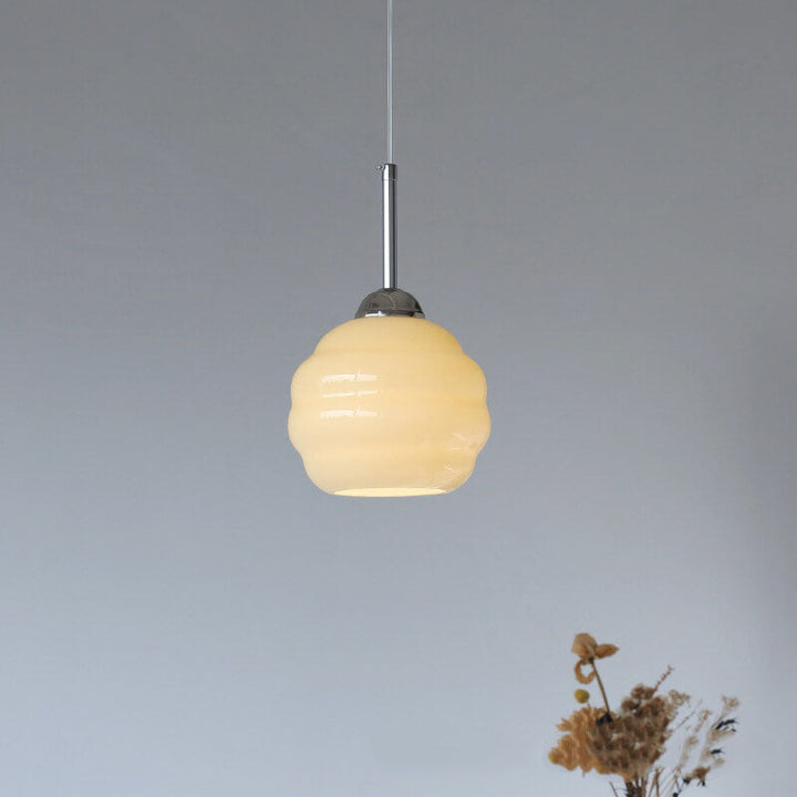 Suspension Luminaire Vintage en Verre Rond pour Tarte à 1 Lumière 