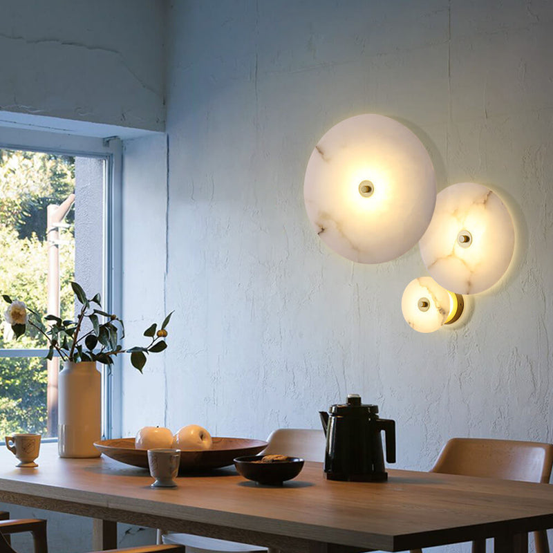 Modern Luxury Round Marble Iron LED Wall Sconce Lamp