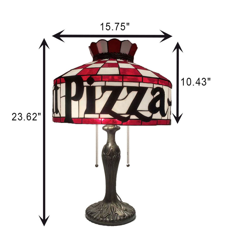 Tiffany Pizza Stained Glass Cone 1-Light Table Lamp