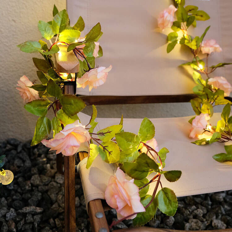 Luces de cadena LED para exteriores a prueba de agua y golpes Rosa Solar 