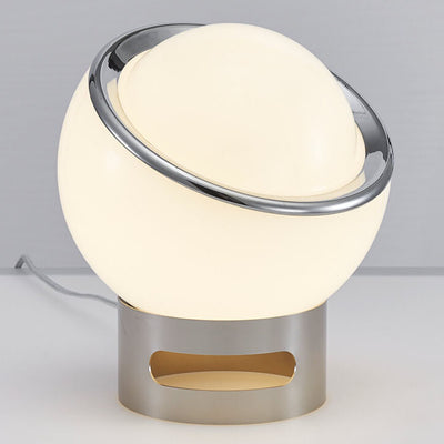 Modern Pure White Round Ball Glass Stainless Steel 1-Light Table Lamp