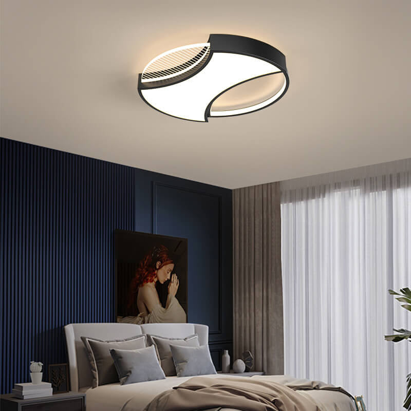 Light Luxury Combination Acrylic Round Gold Black LED Flush Mount Light