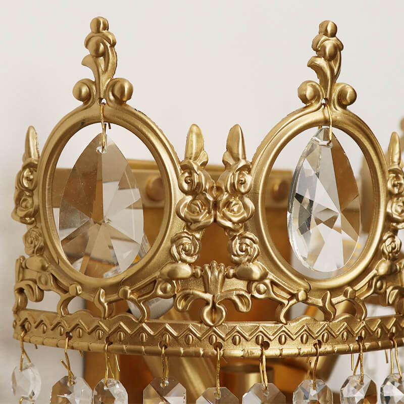 Lámpara Aplique de Pared de 1 Luz con Borla de Cristal Corona de Lujo Moderno 