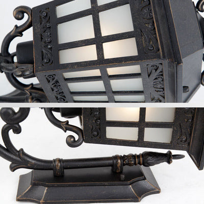 Lanterne murale carrée extérieure européenne sculptée à 1 ampoule, étanche 