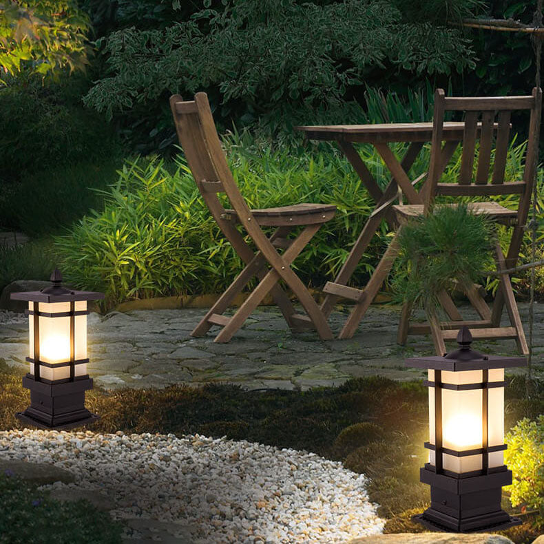 Aluminum Glass Waterproof Landscape Garden Lawn Pillar Lamp Outdoor Light