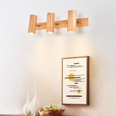 Modern Minimalist Wood Track Spotlight 1/2/3 Light Wall Sconce Lamp