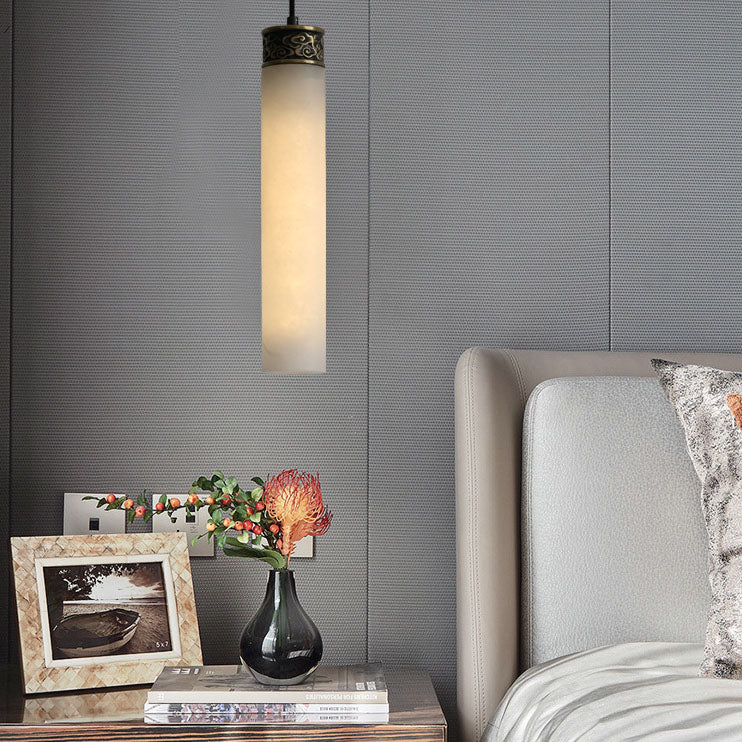 Modern Luxury Marble Column Brass 1-Light Pendant Light