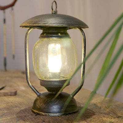 European Retro Wrought Iron Glass 1-Light Table Lamp