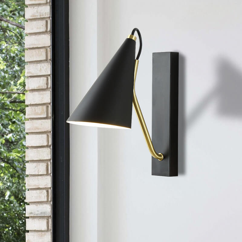 Nordic Minimalist Cone Shade Long Base 1-Light Wall Sconce Lamp