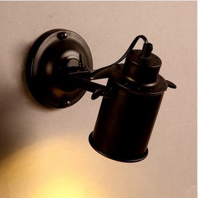 Wrought Iron Lampshade 1-Light Adjustable Cylindrical Arm Sconce Lamp