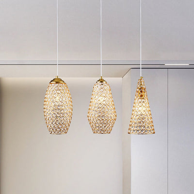 European Light Luxury Geometric Hardware Crystal 1-Light Pendelleuchte 