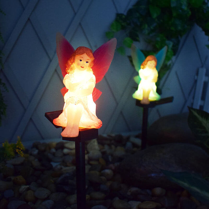 Luz de paisaje de césped con inserto de suelo LED para exteriores de plástico de Hada Flor Solar 