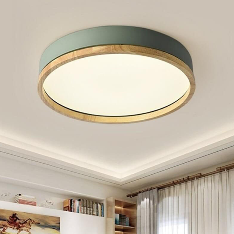 Simple Macaron Round Acrylic LED Flush Mount Ceiling Light