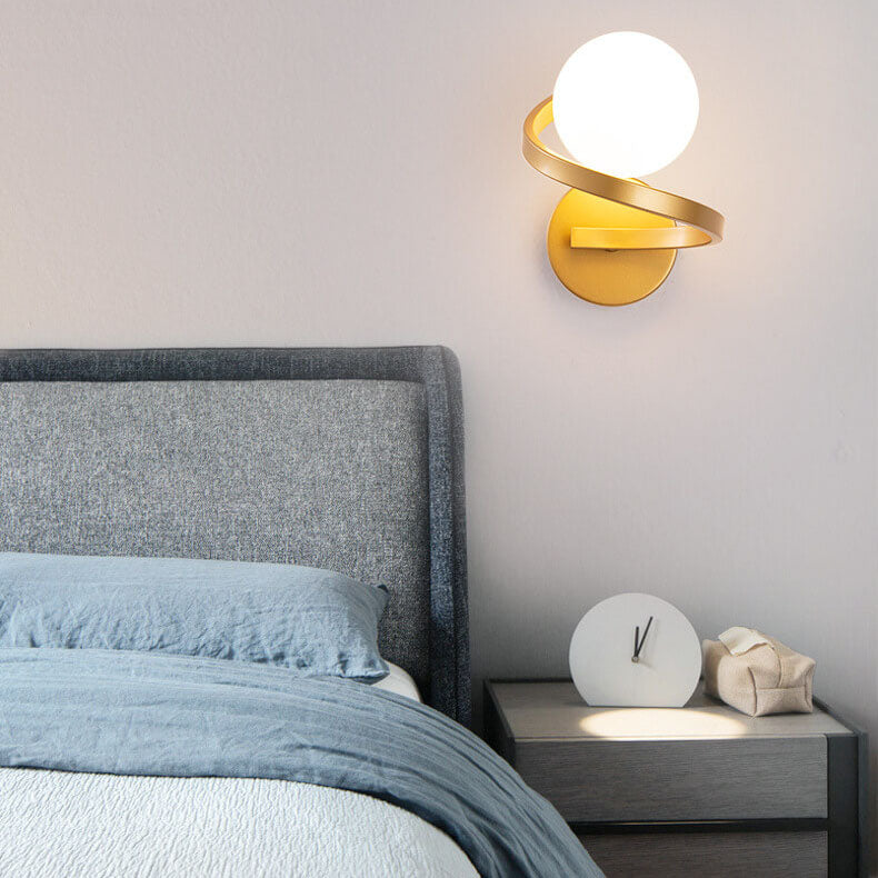 Modern Iron Curved Minimalist 1-Light Wall Sconce Lamp