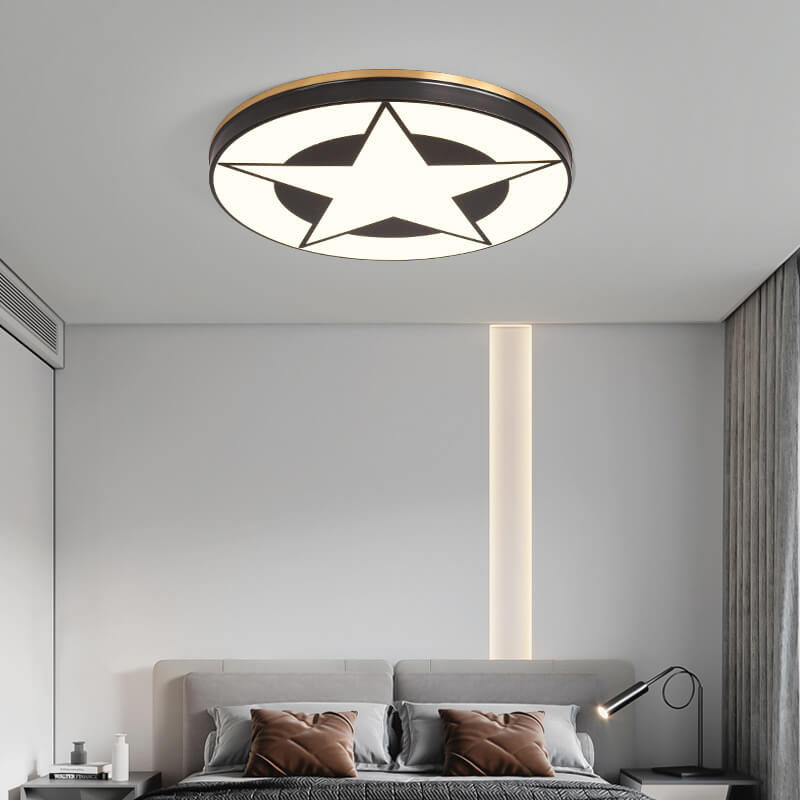 Simple Acrylic Pentagram Pattern Design All Copper LED Flush Mount Light