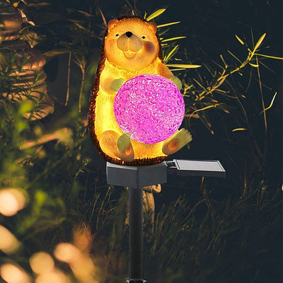 Modern Creative Cute Hedgehog Resin Decorative Solar Outdoor Lawn LED Garden Ground Insert Landscape Light