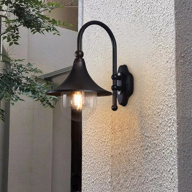 Contemporary Industrial Aluminum Horn Shape 1-Light Wall Sconce Lamp For Outdoor Patio
