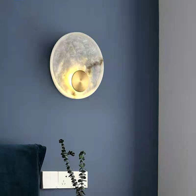 Nordic Resin Round Marble Pattern Design 1-Light Wall Sconce Lamp