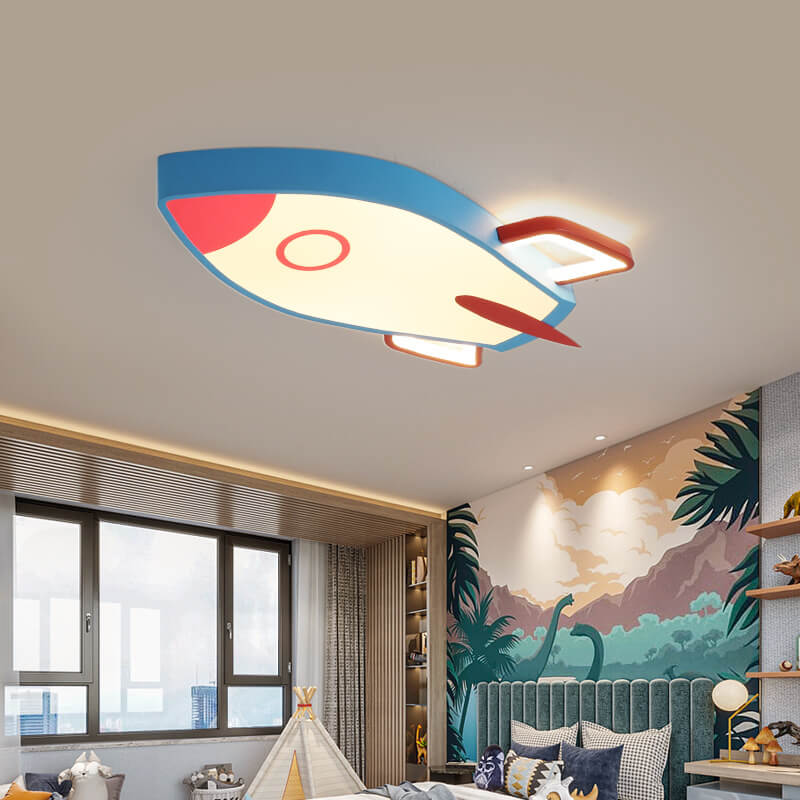 Cartoon Rocket-shaped Aluminum LED Flush Mount Ceiling Light