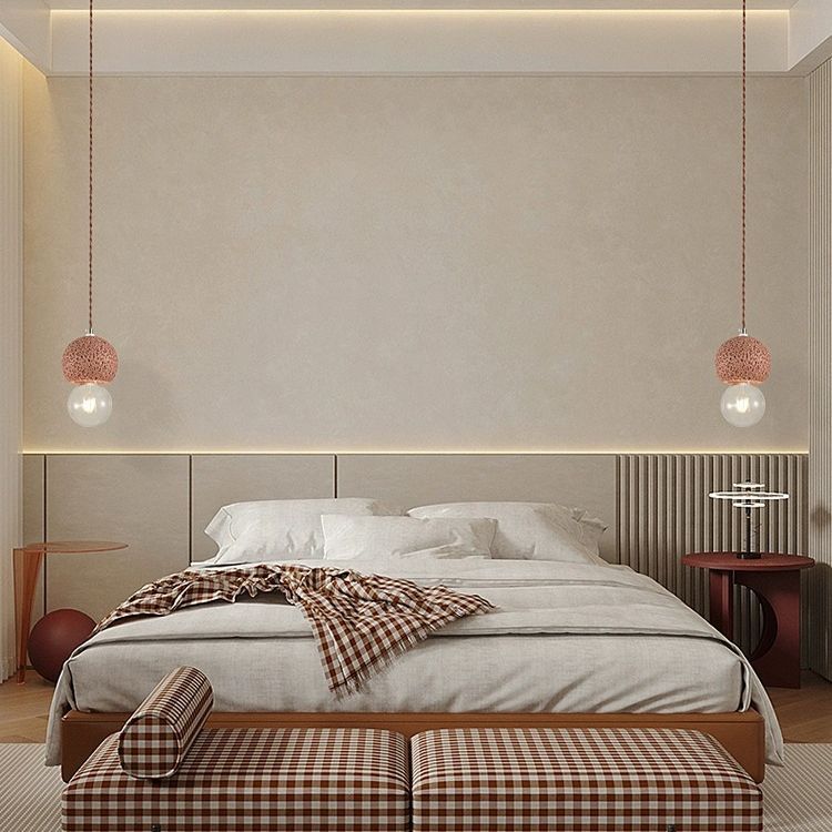 Zeitgenössische kreative Imitation Rock Textur Halbkreis Harz Schatten 1-Licht Pendelleuchte für Esszimmer 