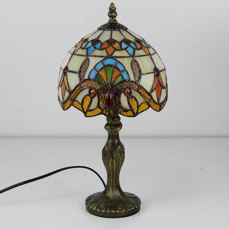 Tiffany Decorative Flower Umbrella Rose Alloy Stained Glass 1-Light Table Lamp