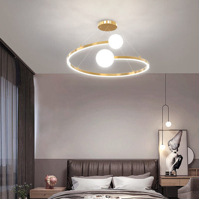Nordic Light Luxury Creative Open Ring Design LED Chandelier