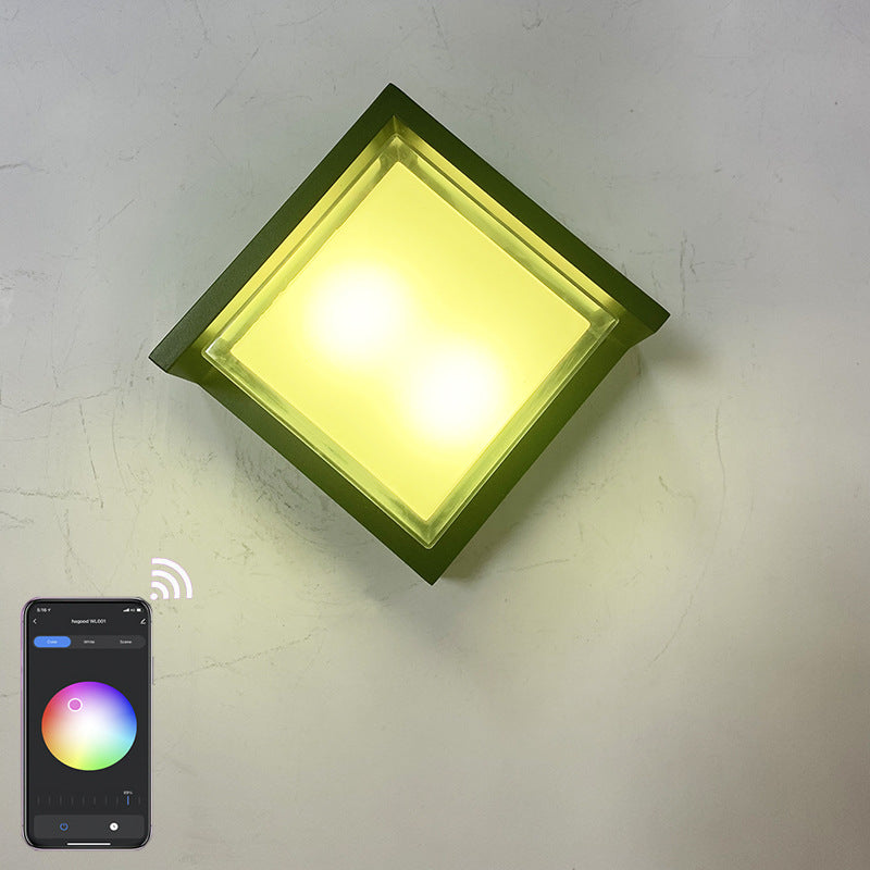 Intelligente Outdoor-Rhombus-Aluminium-LED-Wandleuchte mit App-Dimmung 