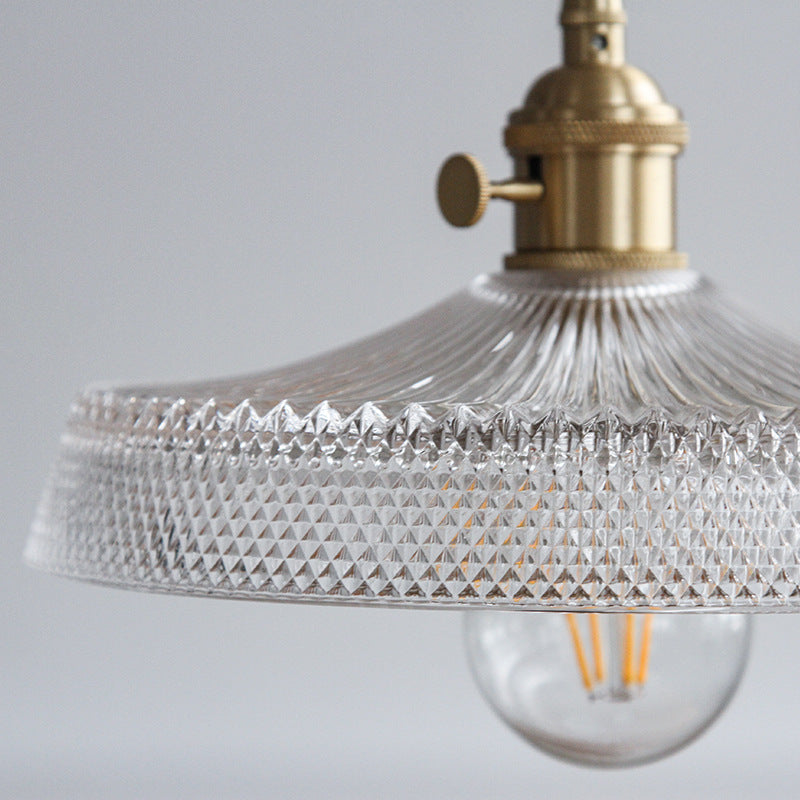 Moderne Einfachheit Runde Welle Messing Glas 1-Licht Pendelleuchte Für Wohnzimmer 